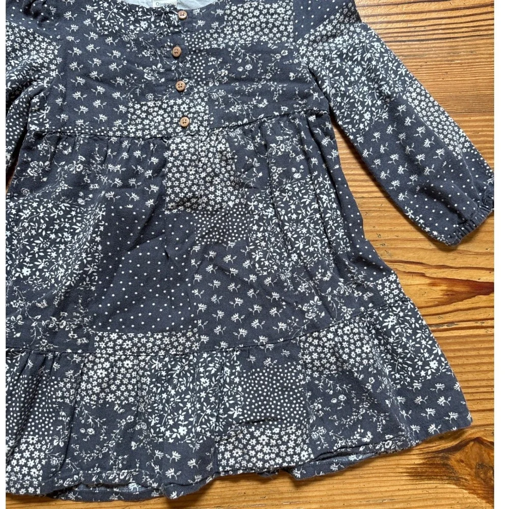 OshKosh‎ B'gosh Patchwork Dress Toddler Blue Excellent Floral Polka Dot SIZE 2T